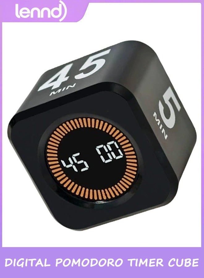 LENND Digital Pomodoro Timer Cube 5/10/25/45min, Visual Productivity Flip Timer for Kids Classroom Desk, Custom Countdown, Silent and Sound Mode for ADHD Study Work Game Kitche - Image 1